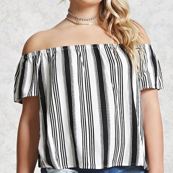 forever 21 striped off the shoulder top